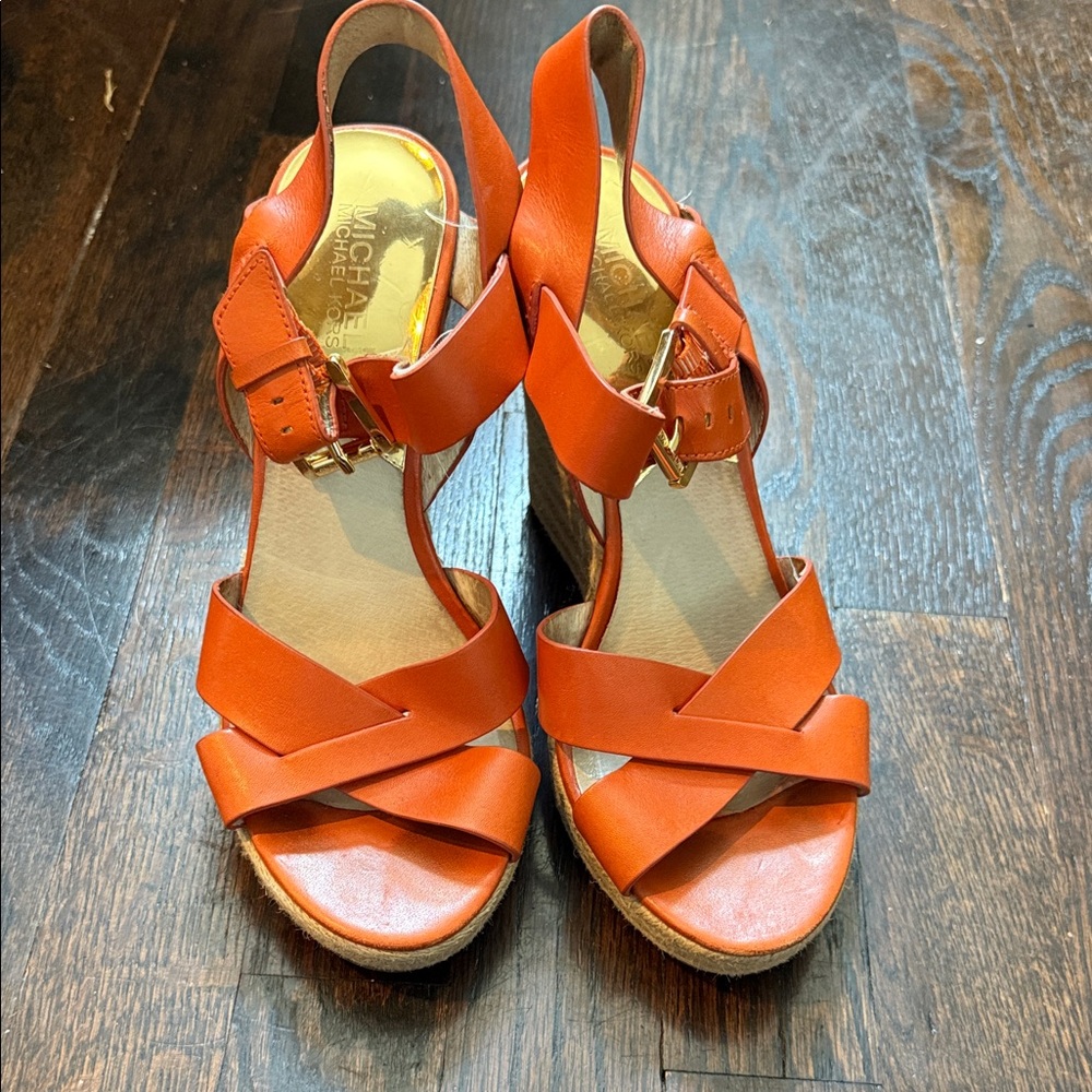 Michael Kors Vibrant Orange Wedge Sandals